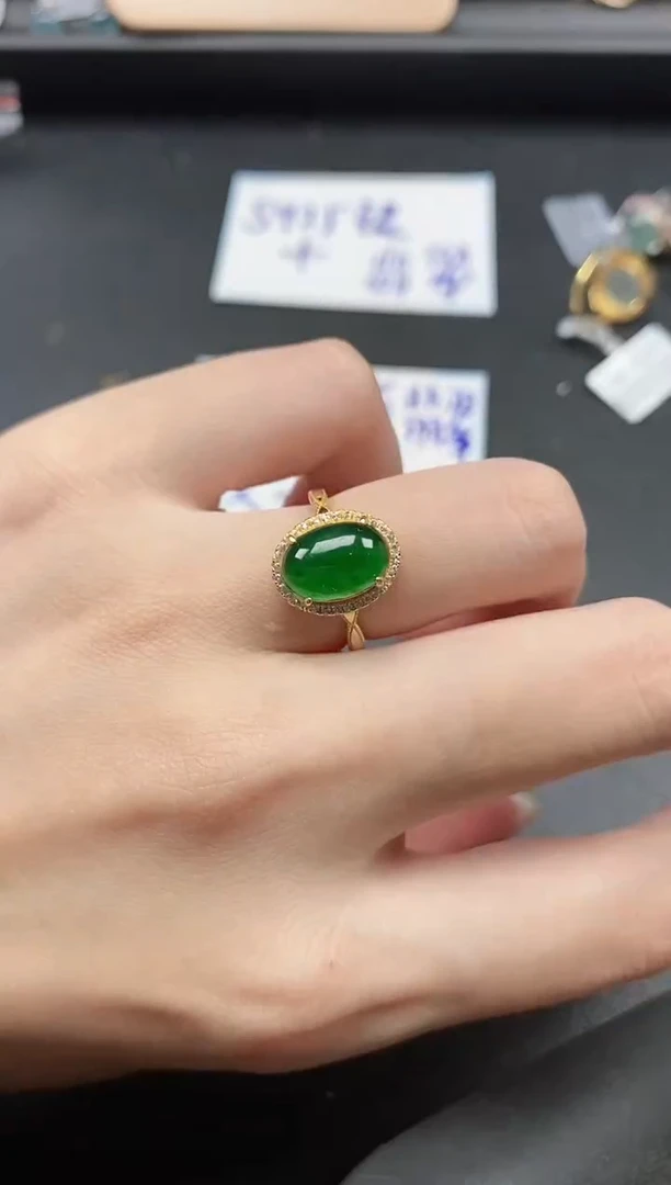翡翠戒指银S925镶嵌5511