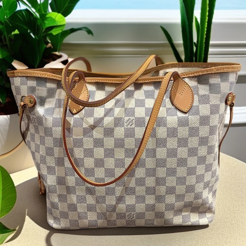 95新 LouisVuitton/路易威登 白棋盘格nf购物袋 1182 5219