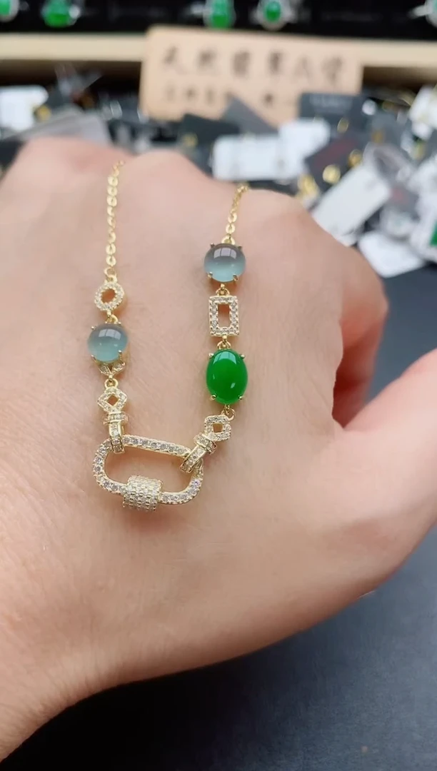 套链银S925镶嵌翡翠1