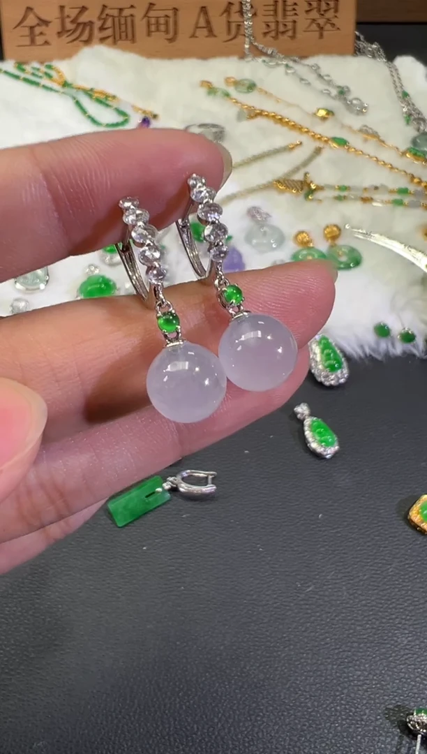 18K金镶嵌翡翠耳饰A238|12800