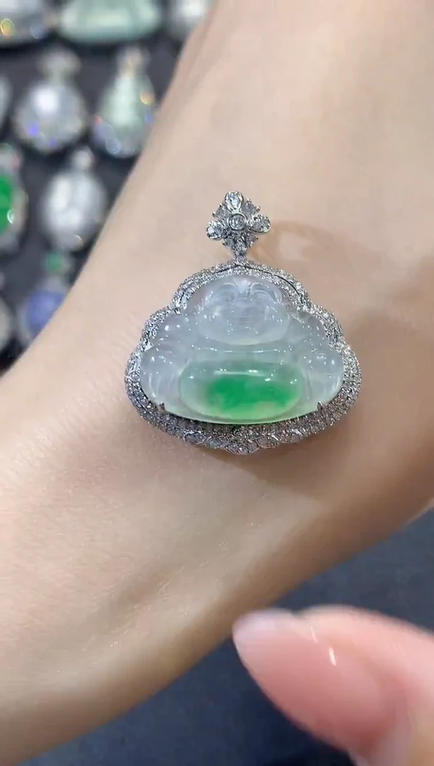 吊坠(不含链)18K金镶嵌翡翠D38翡翠