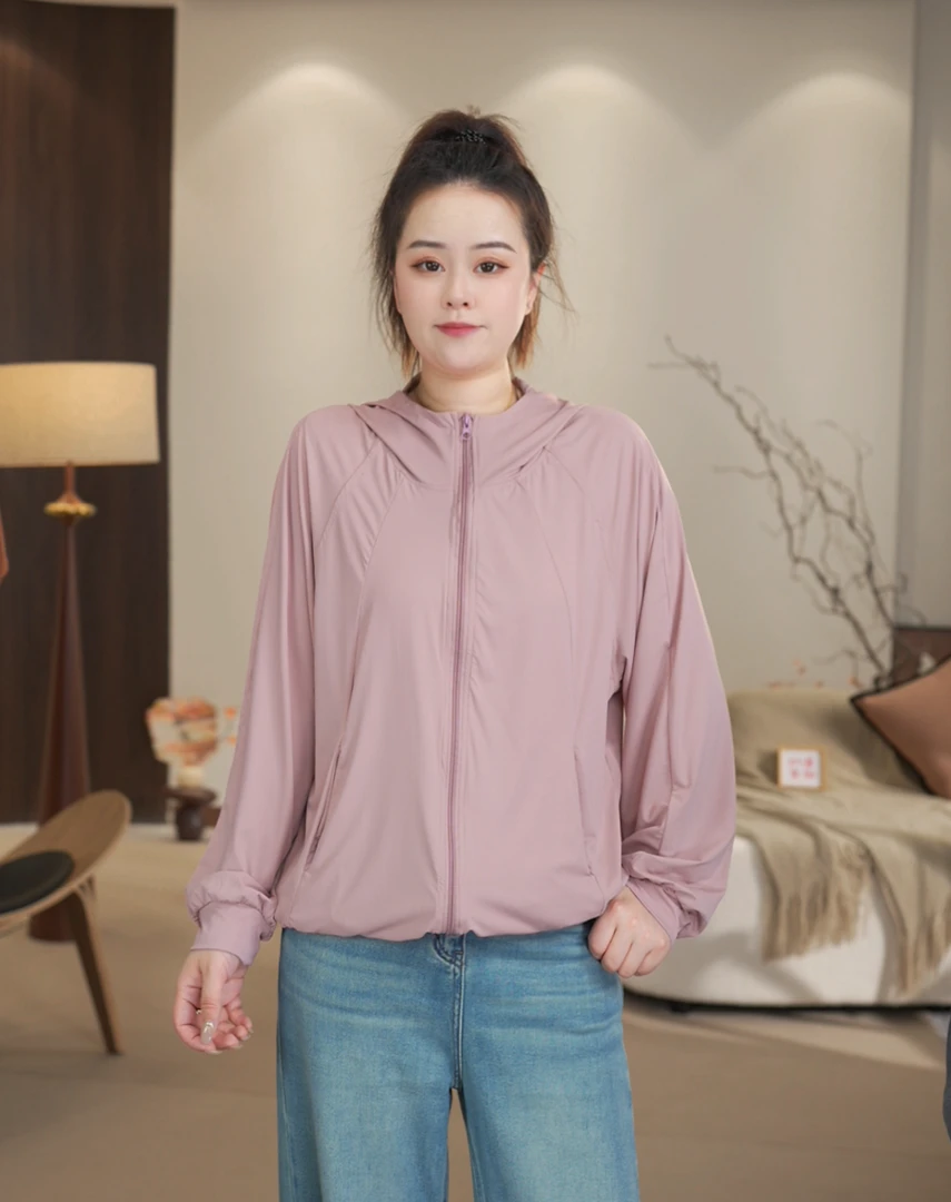 夏季轻薄休闲百搭凉感宽松透气原纱防紫外线连帽防晒外套