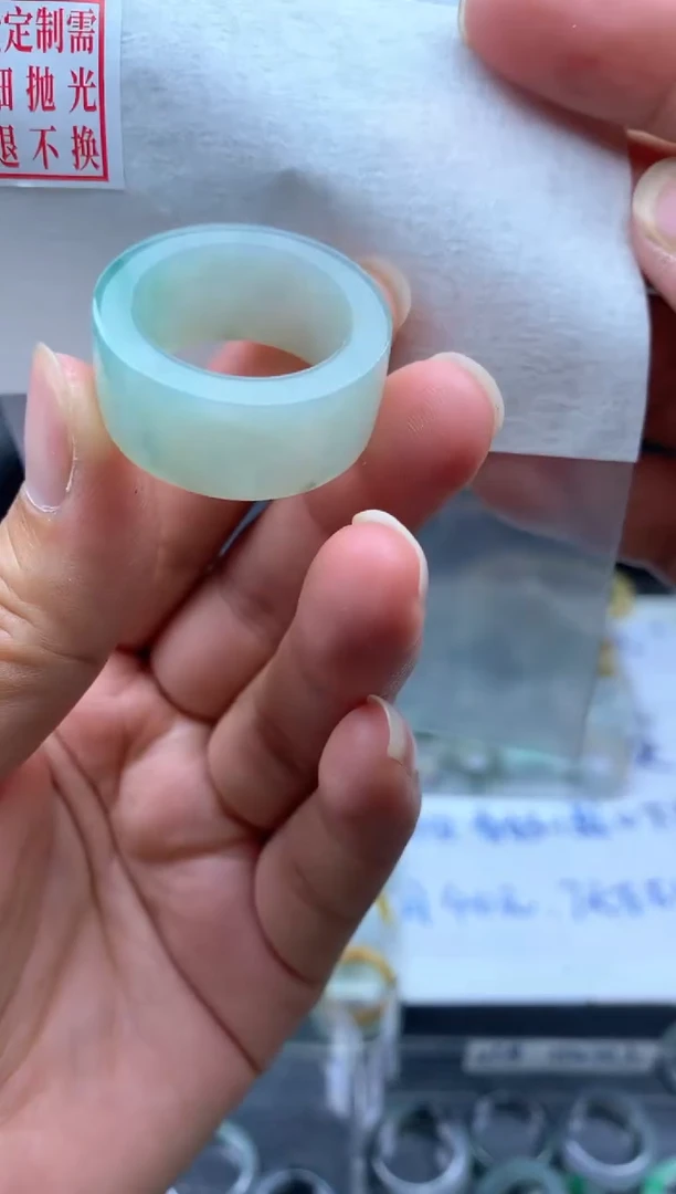 定制翡翠未镶嵌毛货需精细抛光戒圈21#