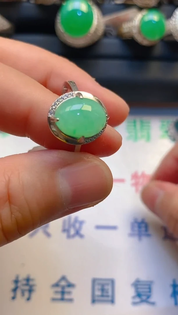 【闪购商品】翡翠耳饰银S925镶嵌天然A货翡翠1