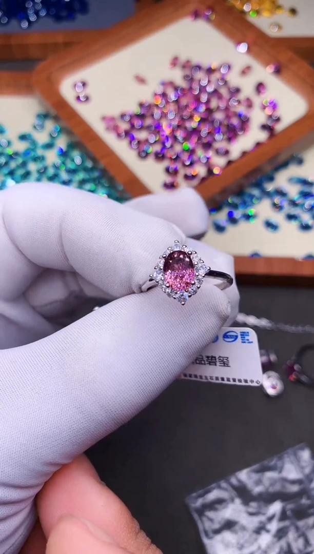 双色碧玺戒指银S925镶嵌······