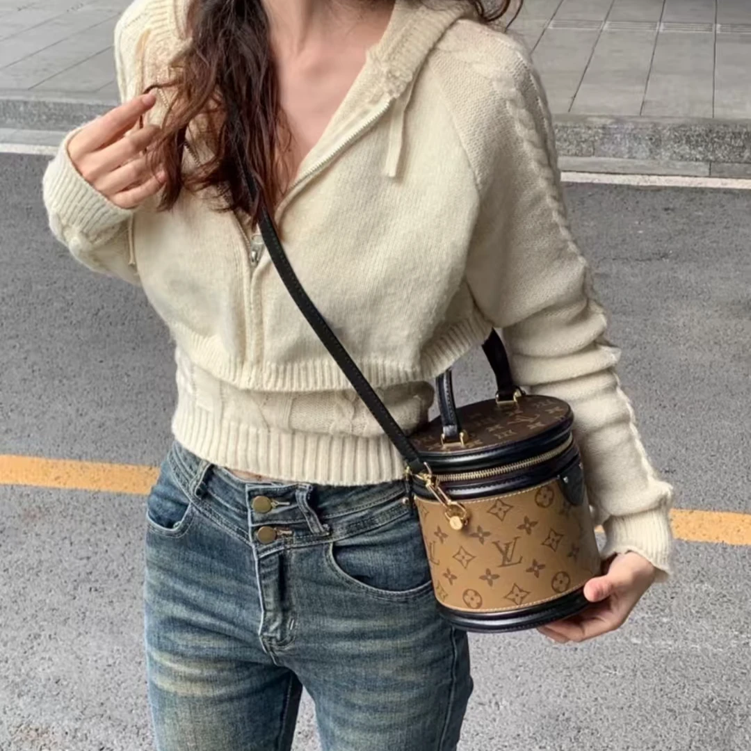 未使用 LouisVuitton/路易威登 经典老花发财桶单肩包斜跨包