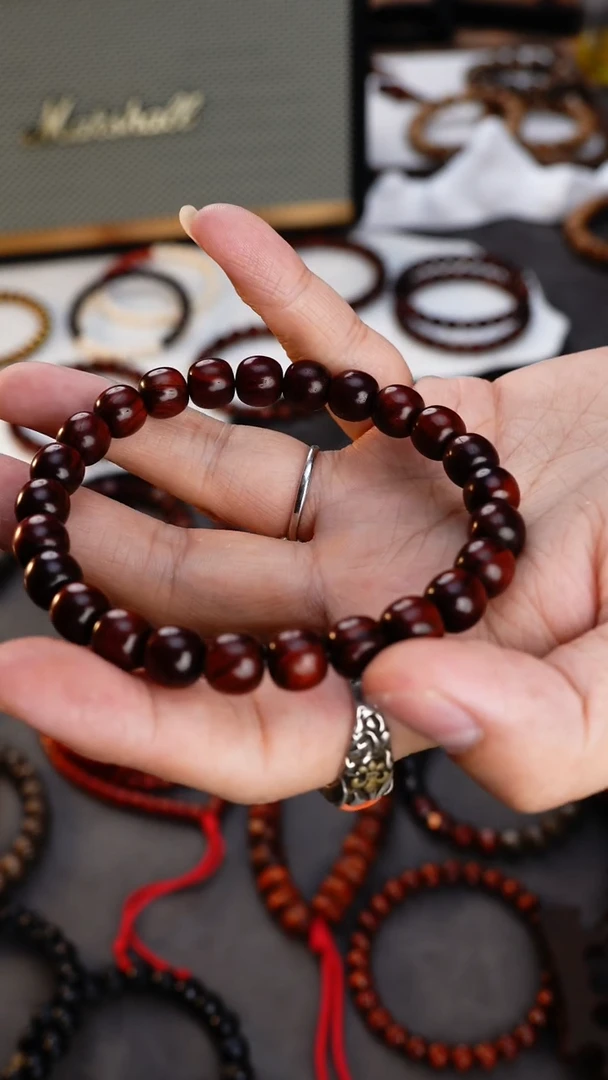 小叶紫檀手串/手链星**天8.5*9极限弧小叶紫檀单圈无胶膜