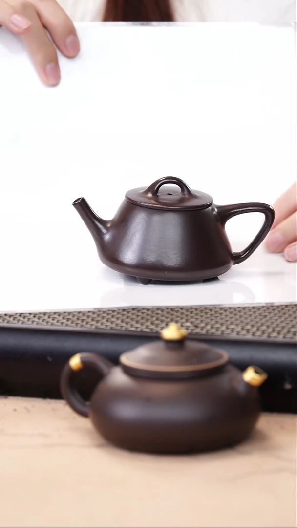 茶壶紫砂·陈老师茄皮紫泥超精工石瓢150cc