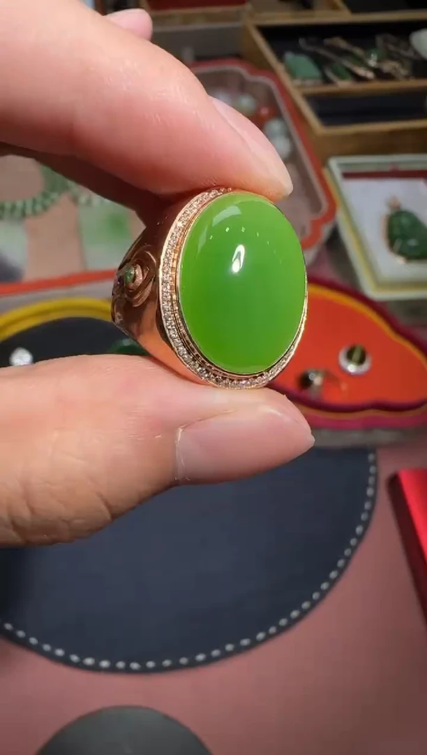 和田玉戒指18K金镶嵌【钰614】27 7026