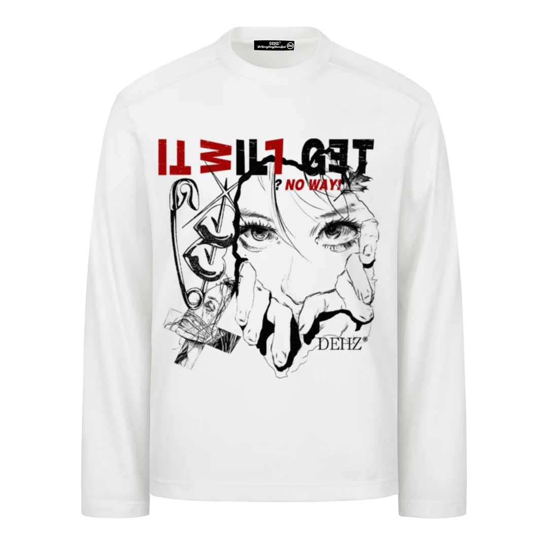 Dehz'森系女郎“300克纯棉长袖T恤男女秋季情侣款休闲圆领百搭上衣