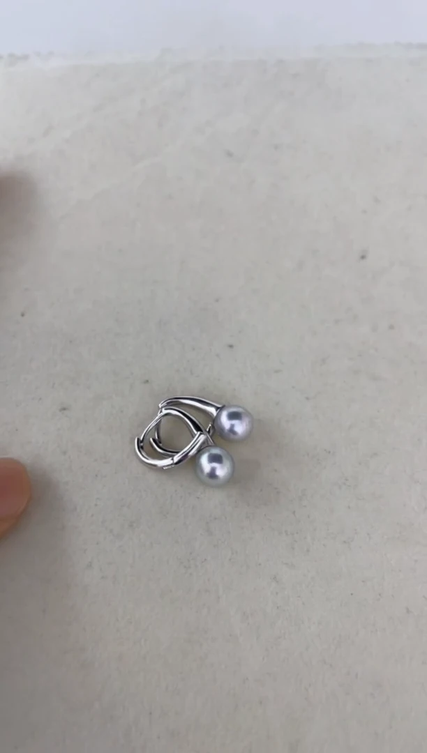 银S925镶嵌海水珍珠耳饰耳扣