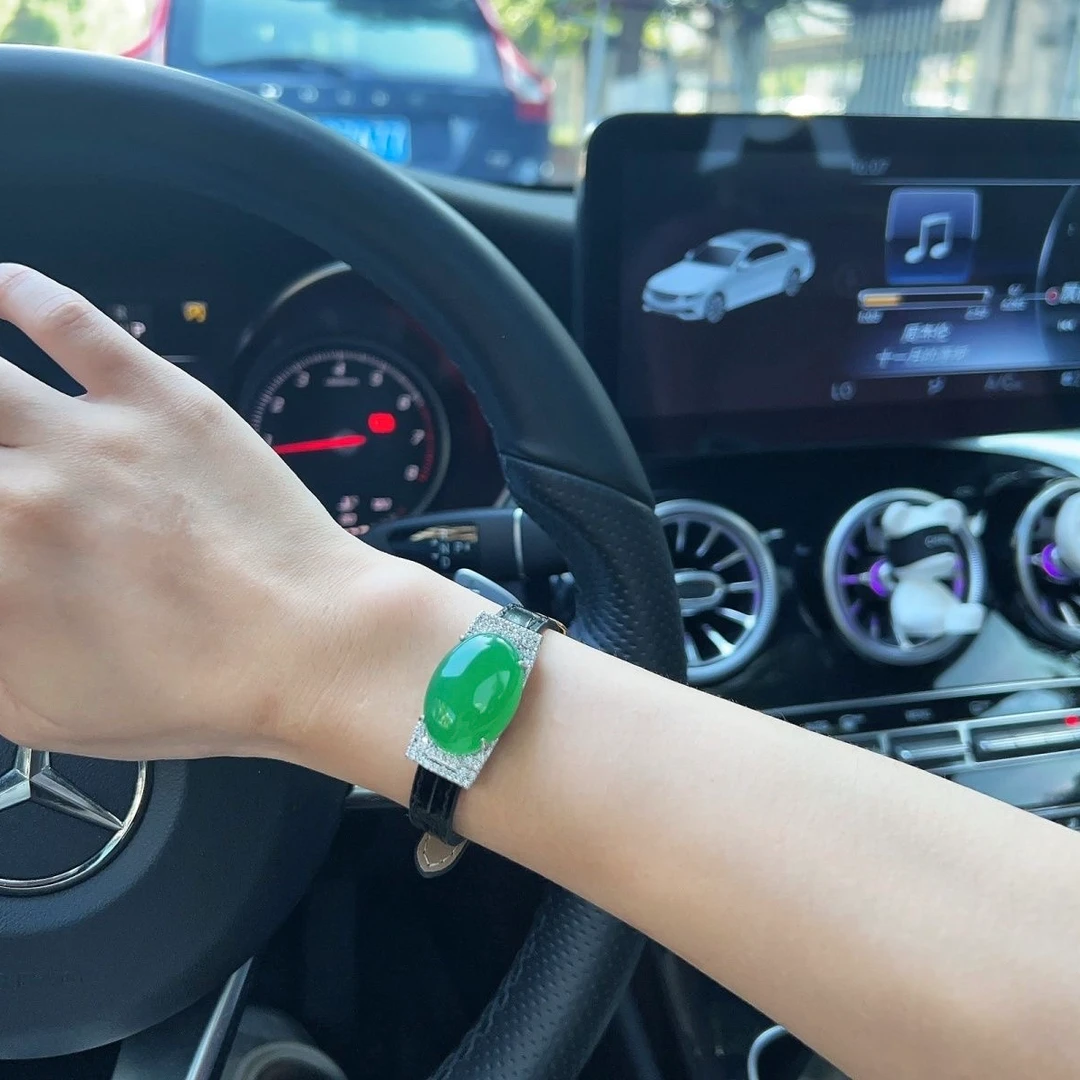 新款正品真玉石绿玉髓蛋面手表带表盘手环手腕手链腕带可调节手镯