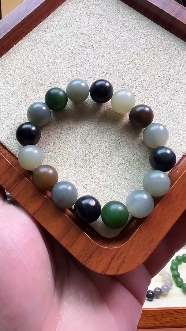 未镶嵌手串和田玉12mm左右楼兰多宝圆珠单圈