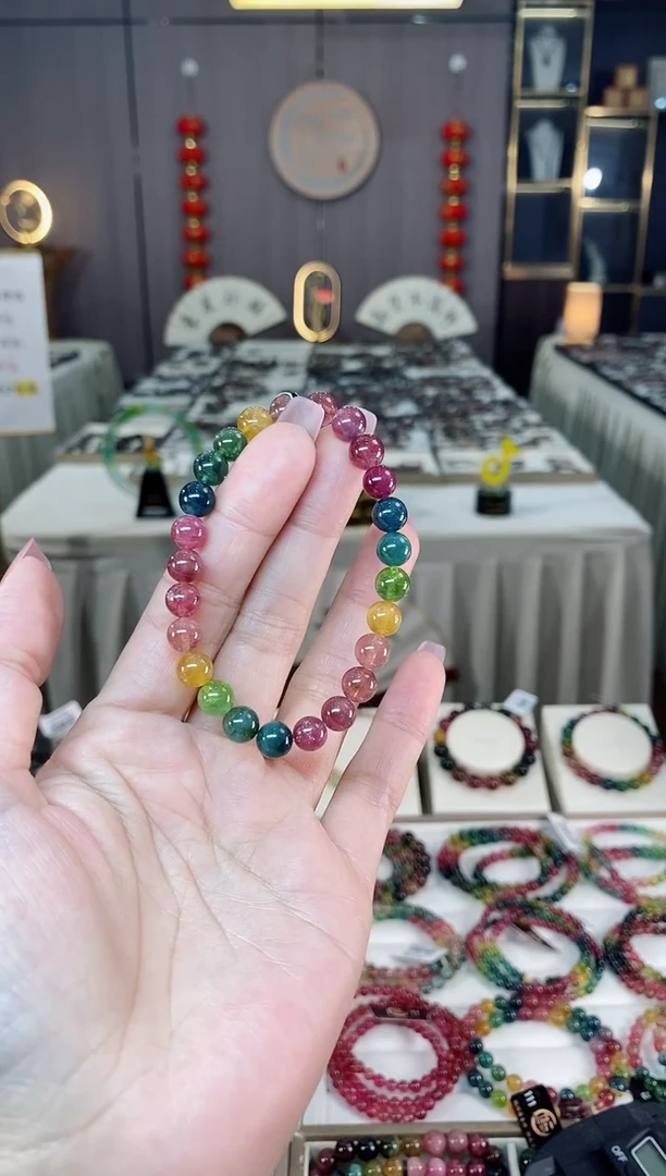 未镶嵌老矿碧玺色标单圈手串7mm+碧玺多样性发货一条hon