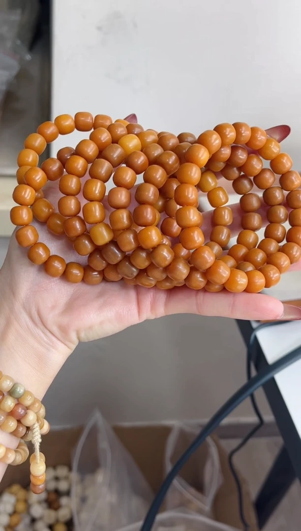 手串菩提根/象牙果r66干磨82年小老太橘红桶珠9*10mm手串
