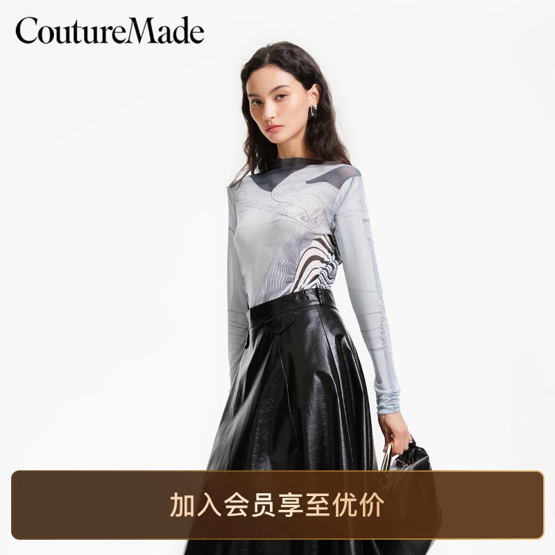 Vero ModaT恤微透网纱拼接感打底衫修身洋气衣服女网红百搭松弛感