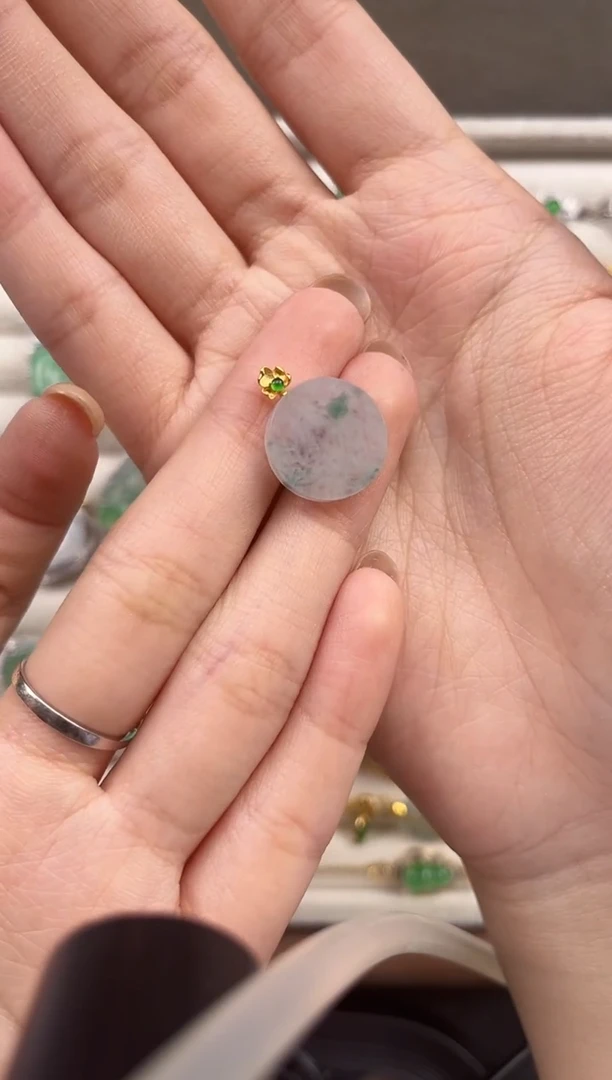 吊坠(不含链)18K金镶嵌翡翠翠小二缅甸翡翠严选TXB