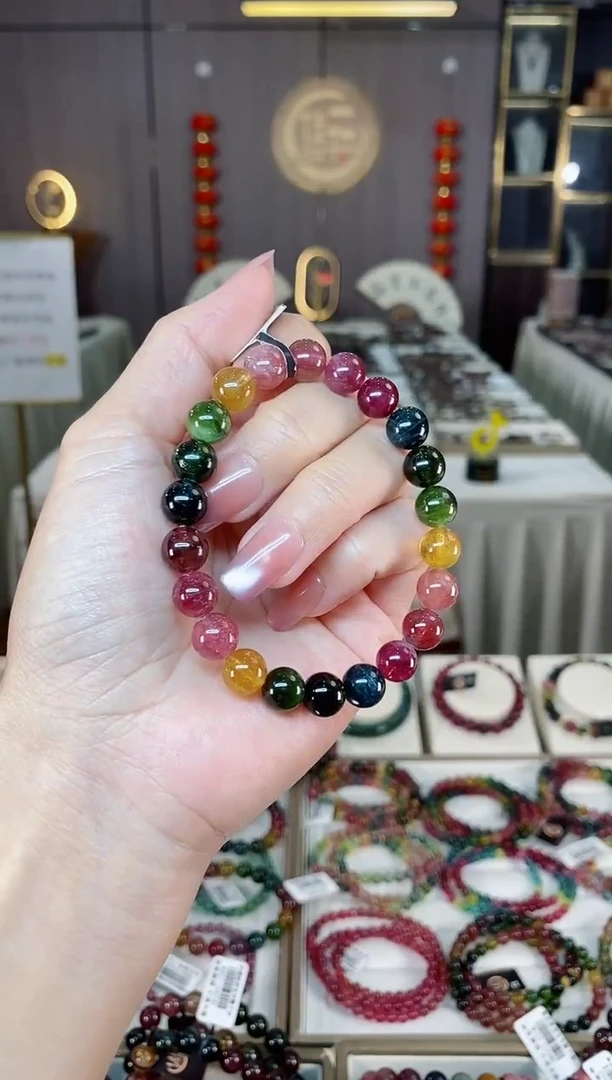 未镶嵌老矿碧玺彩虹单圈手串8mm+碧玺多样性发一条hon