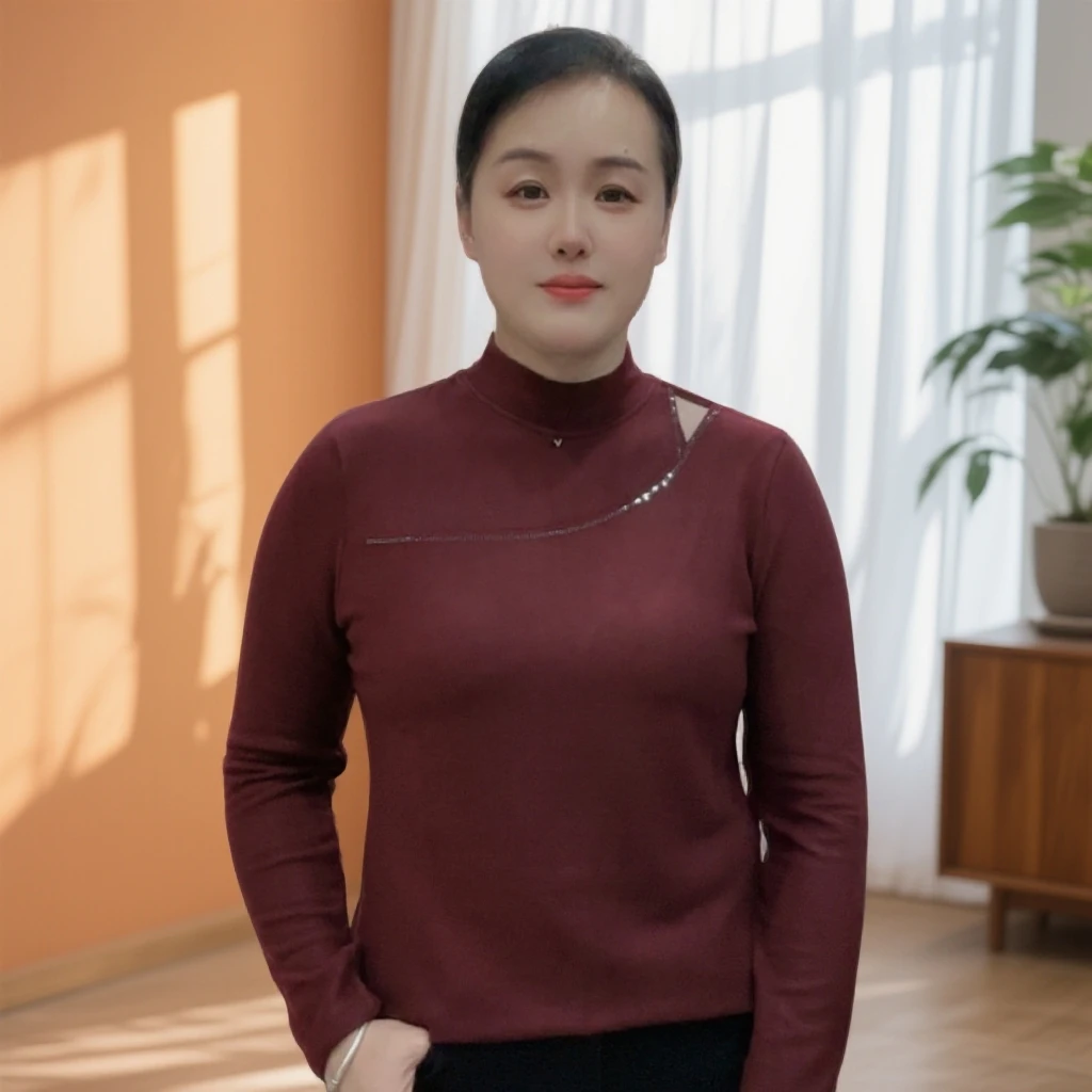 5515秋冬韩系镂空设计感半高领修身显瘦长袖女士德绒打底衫上衣