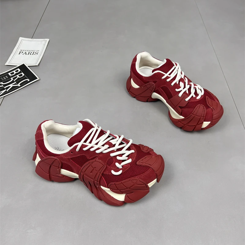 欧洲站2025新款八爪鱼休闲透气运动鞋女厚底小众洋气增高老爹鞋