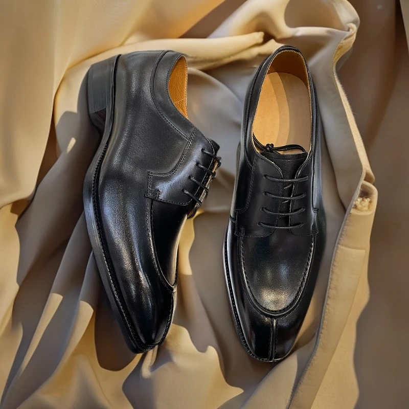 意大利手工固特异琴底英伦风德比鞋