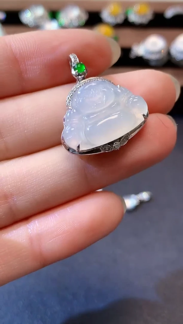 吊坠(不含链)18K金镶嵌翡翠A2 多样性发货一件