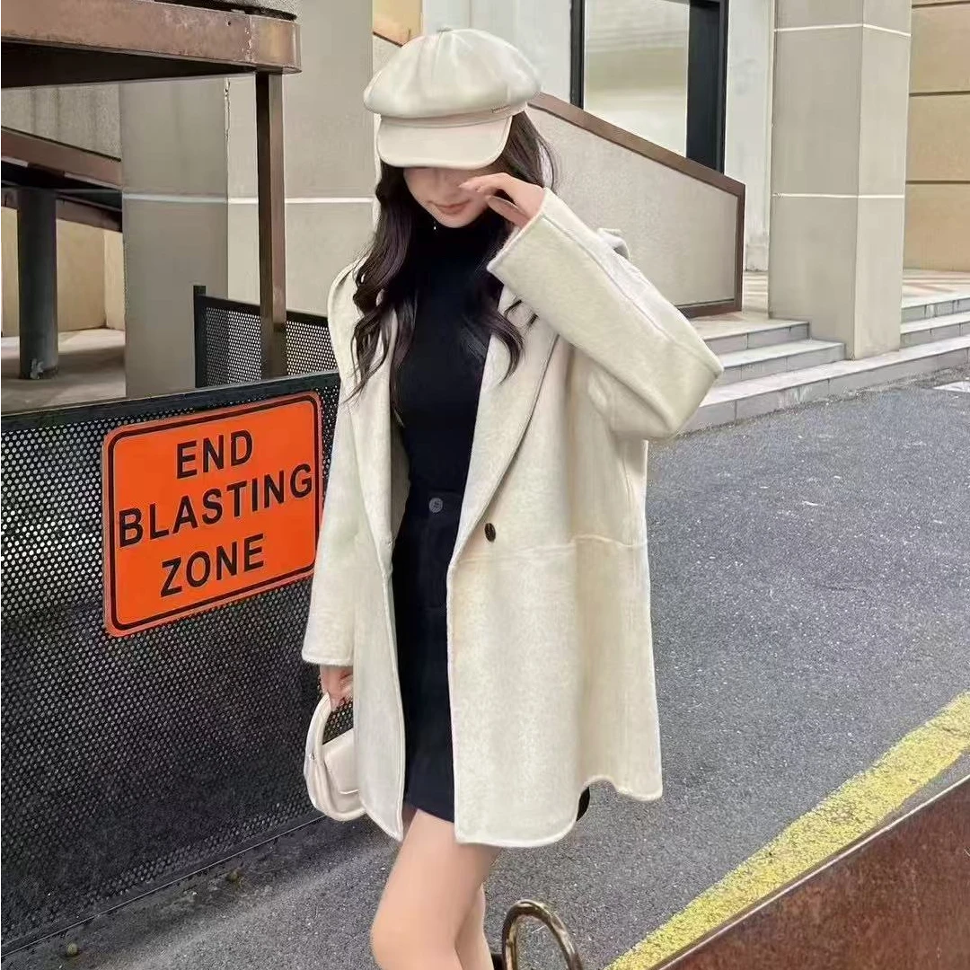 俪梵姿羊毛大衣反季浮力时尚气质双面宽松毛呢韩版秋冬【150-188】