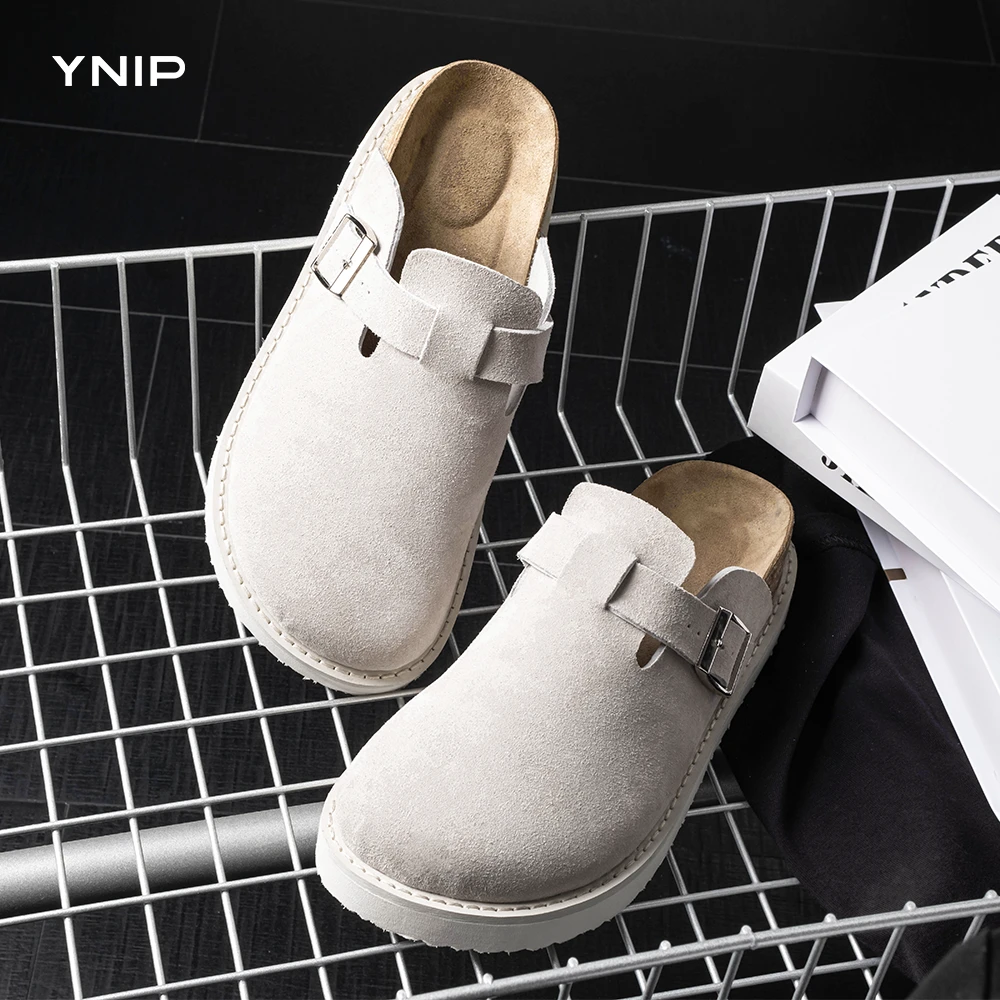 YNIP夏季新款牛反绒勃肯鞋包头拖鞋厚底时尚拖鞋防滑百搭勃肯鞋