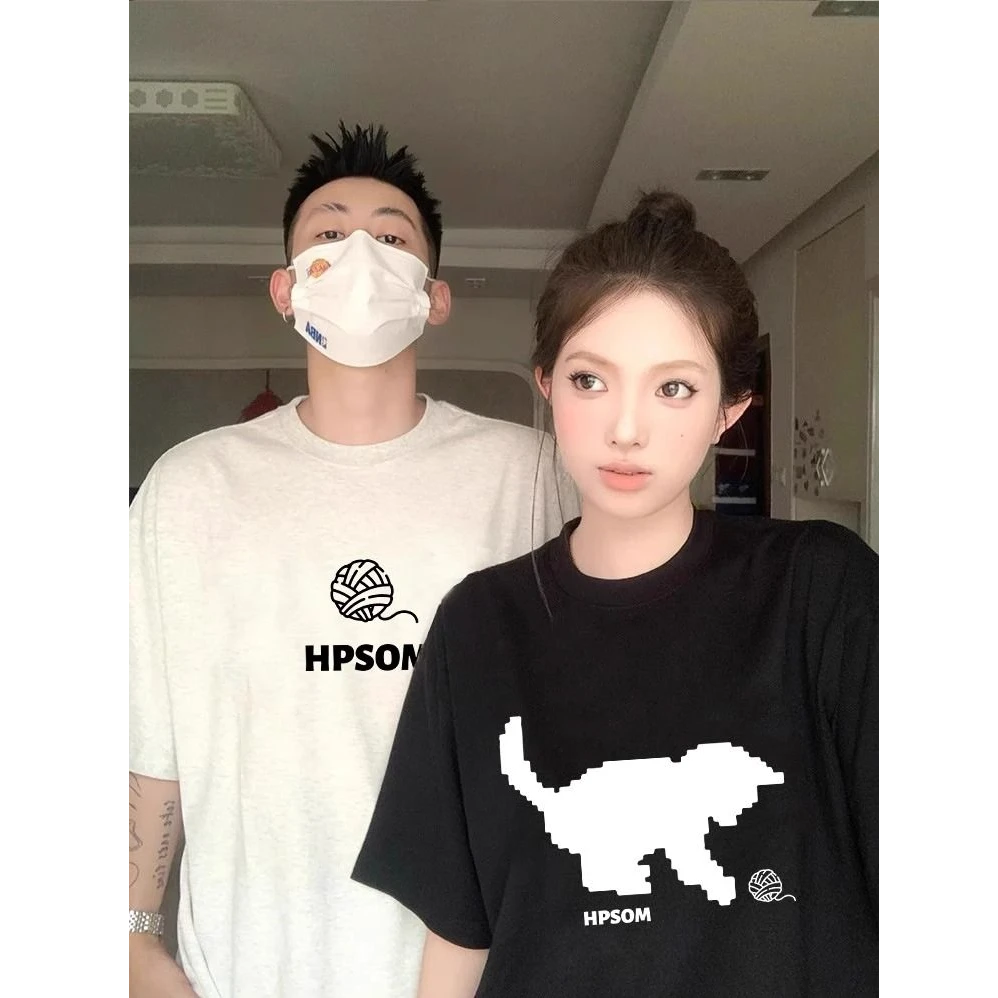 情侣装夏装短袖2025新款夏季百搭不一样的高级感小众女装纯棉半袖