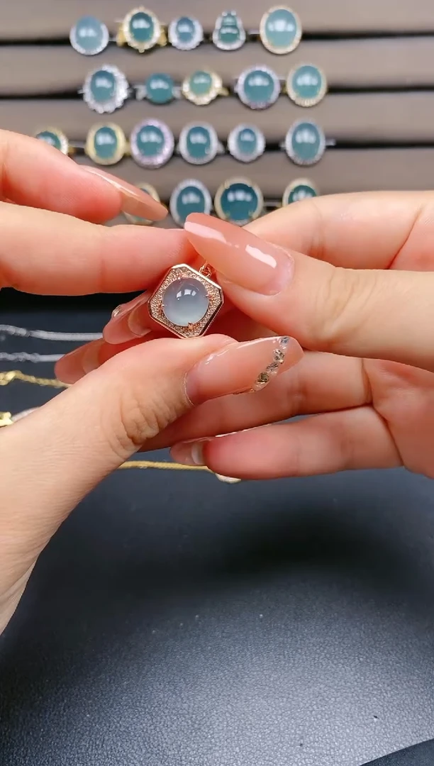翡翠戒指银S925镶嵌56765