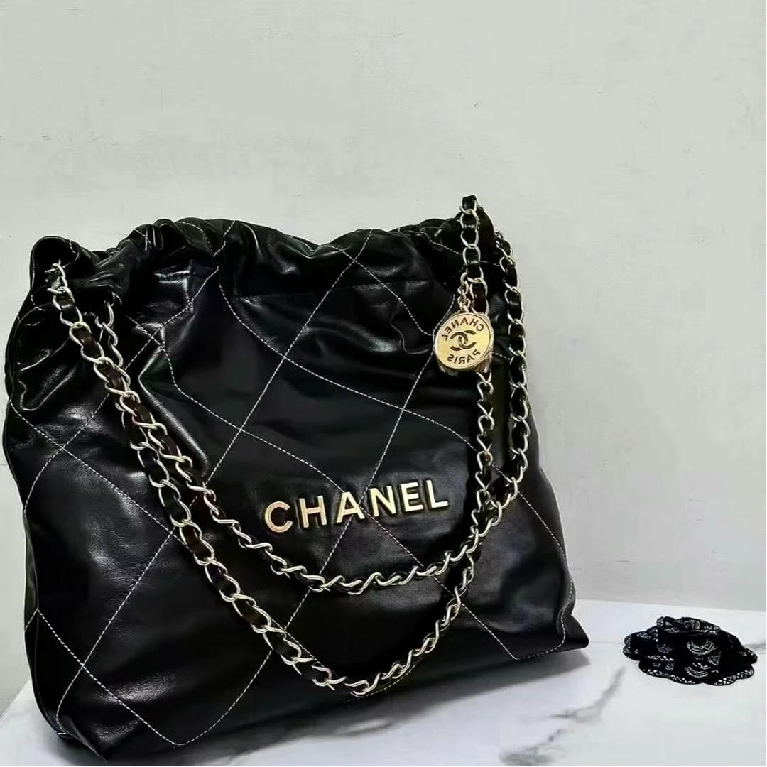 99新 Chanel/香奈儿 蓝总专场/黑金白线22bag 中号