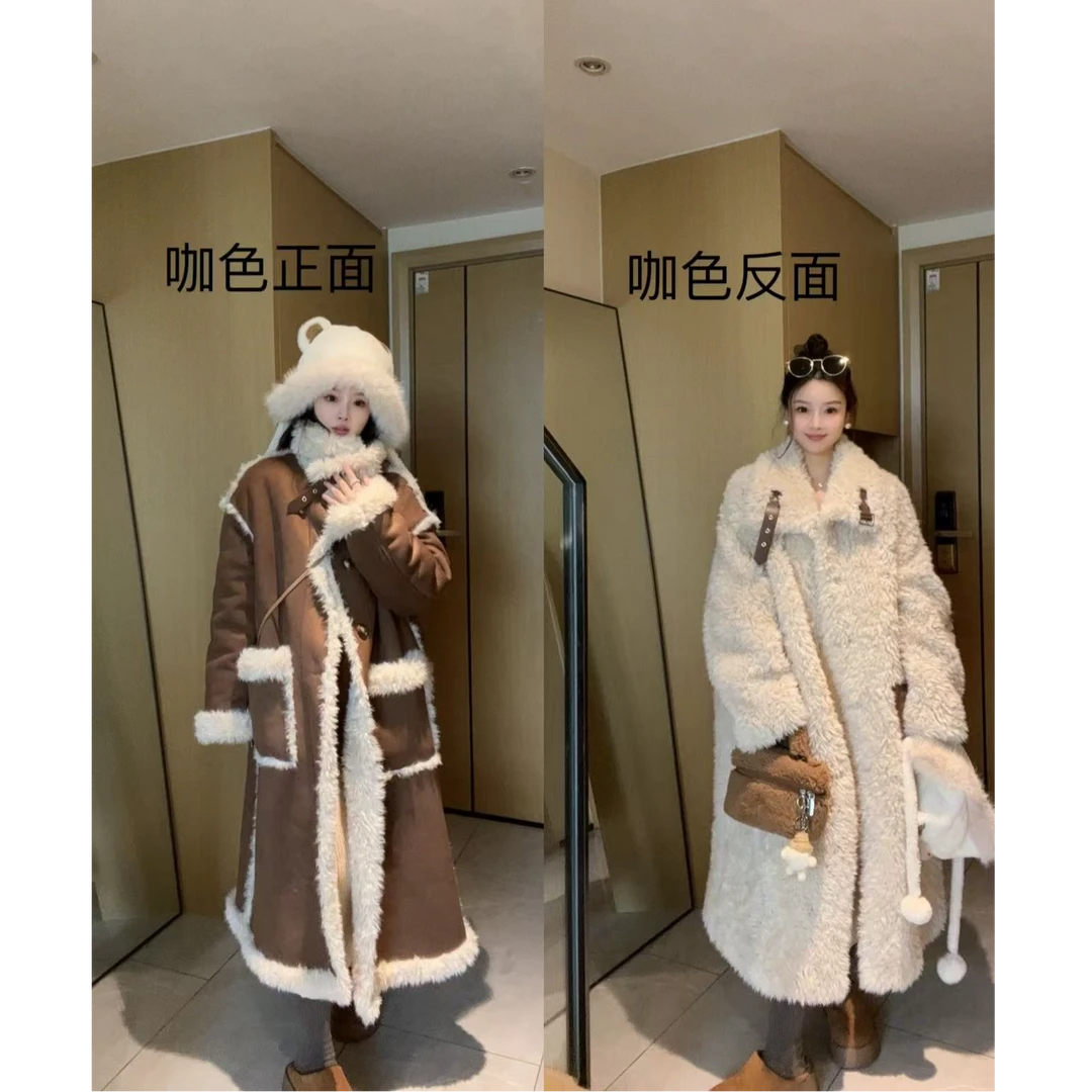 2024加绒加厚两面穿女装韩系气质外套
