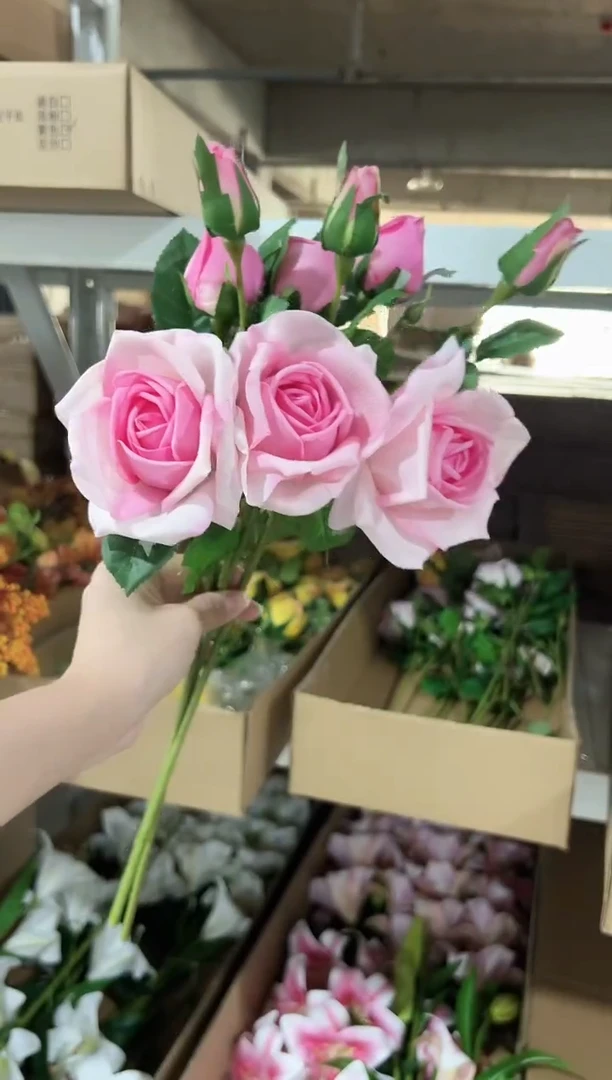 3枝粉色手感保湿妃子玫