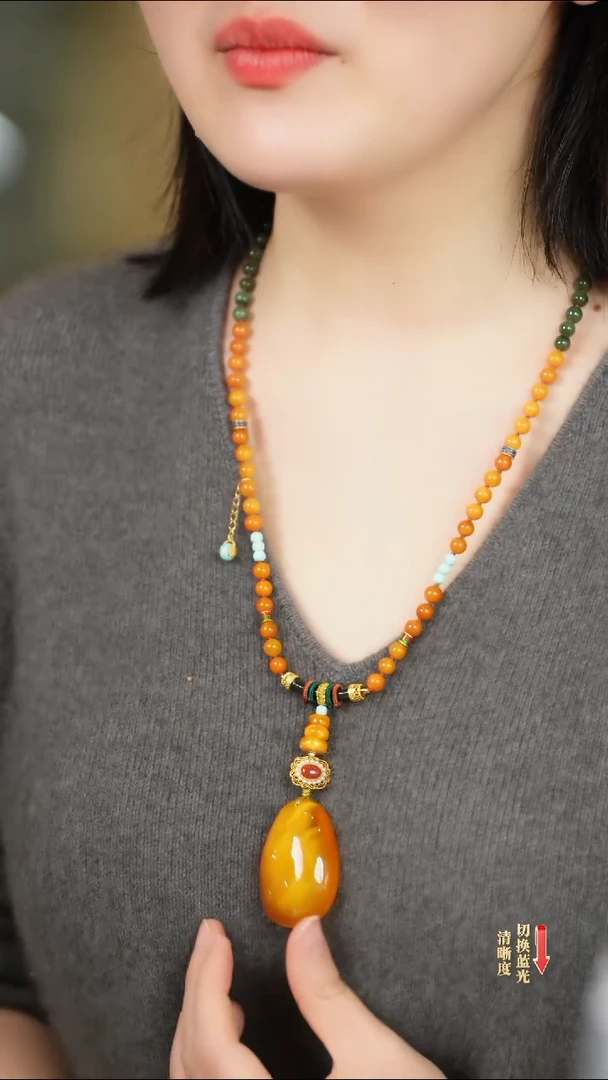 【闪购商品】琥珀颈饰未镶嵌0202-012多样性发一件