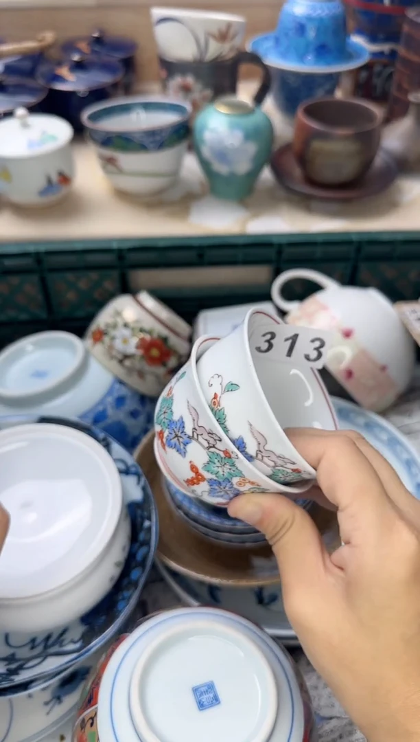 茶杯紫砂凤**瑰313陶艺中古瓷器满18米包邮