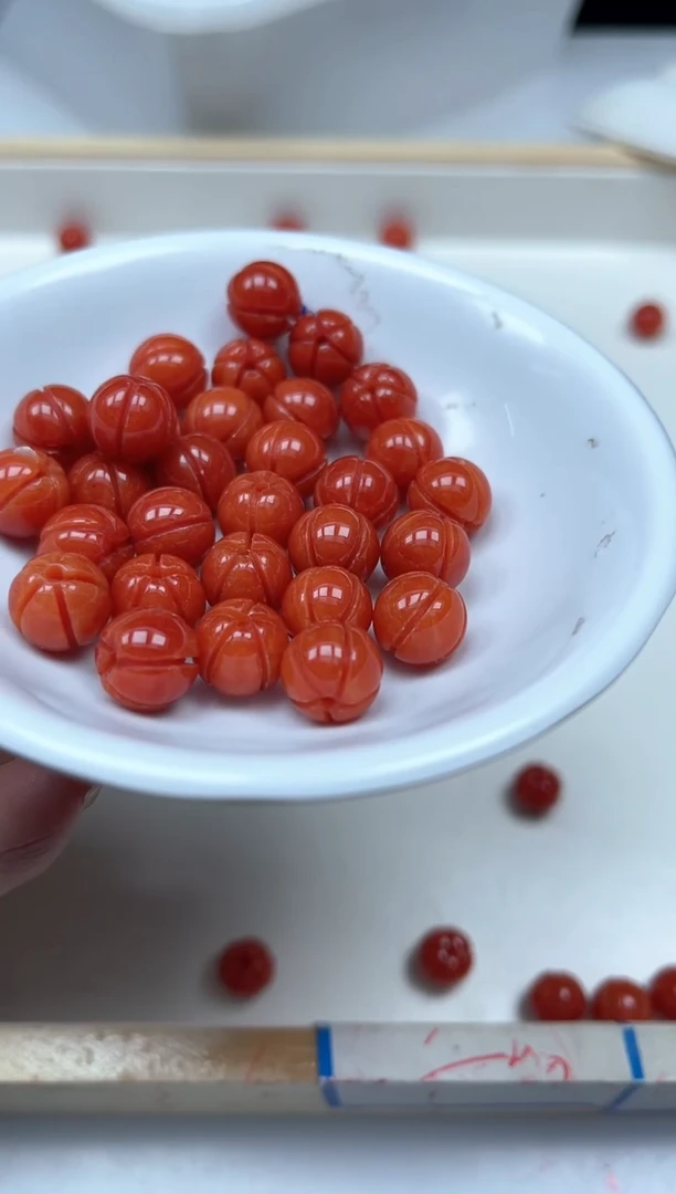 南红玛瑙散珠未镶嵌M597柿子南红 南瓜珠10mm10个12元