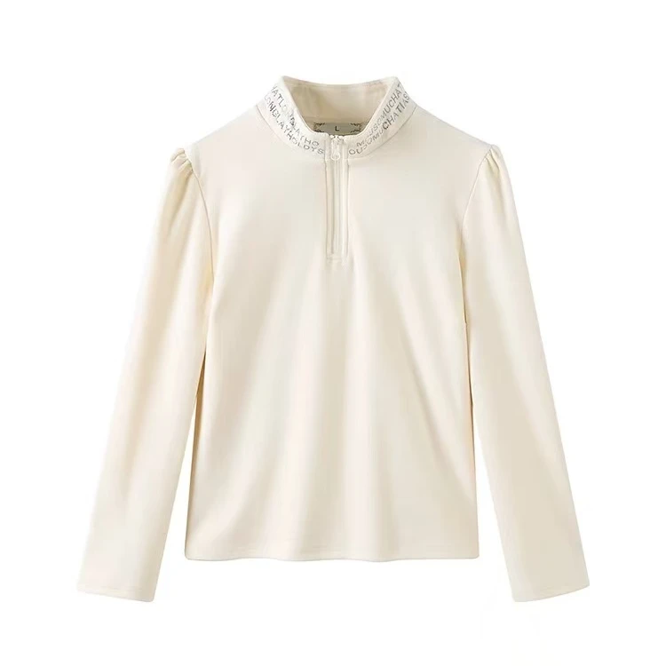 宽松型长袖T恤高领领休闲6383