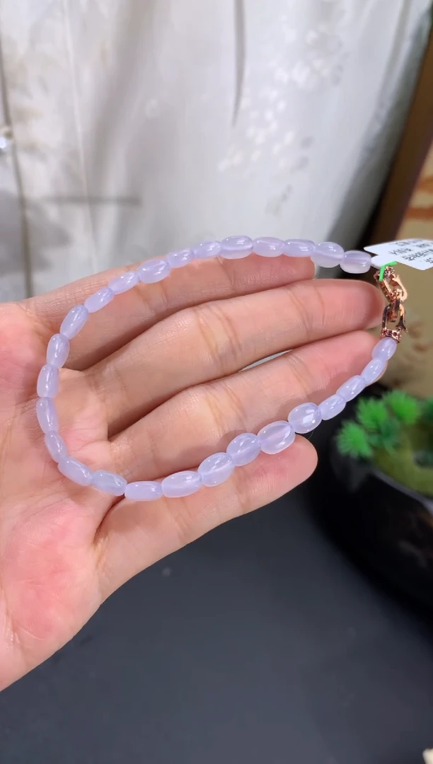 未镶嵌手串翡翠淡淡紫随形大米珠