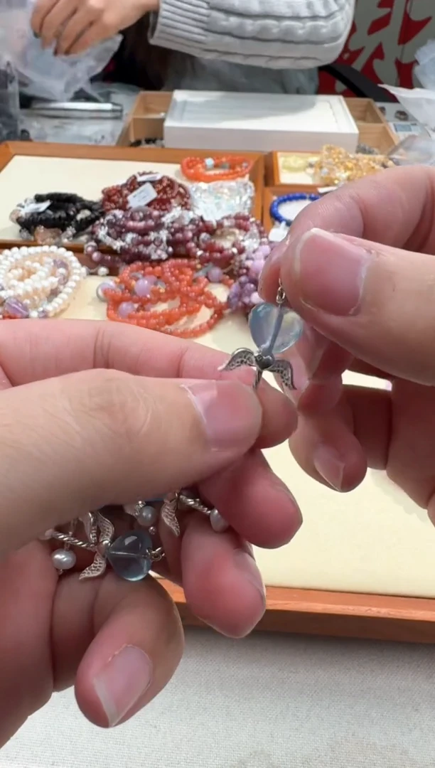 【闪购商品】南红玛瑙手链未镶嵌A051海蓝宝爱心魔法棒