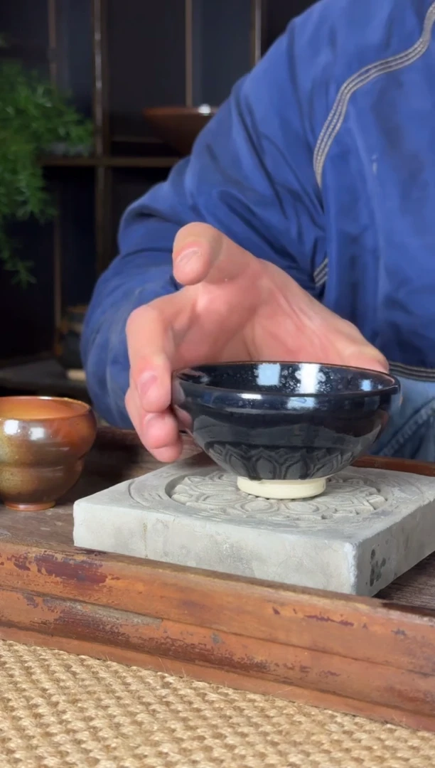 平阳窑手作黑釉油滴盏