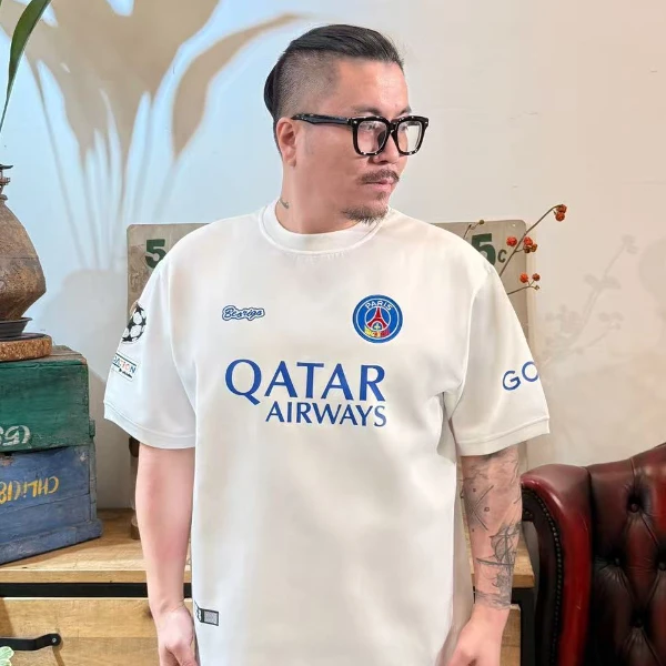 现+预-大巴黎龙珠联名短袖足球服夏季休闲运动美式速干刺绣印花