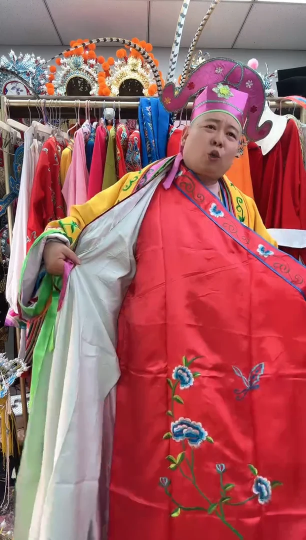 涤纶（聚酯纤维）快**秀戏曲小生衣红色