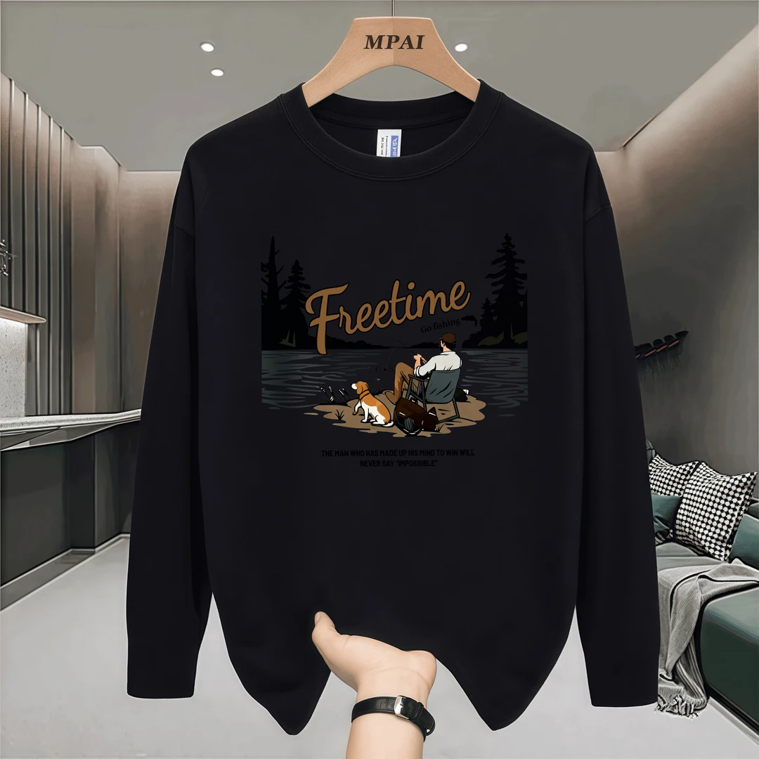 男士打底衫春秋时尚百搭简约长袖情侣春秋时尚都市宽松长袖打底衫