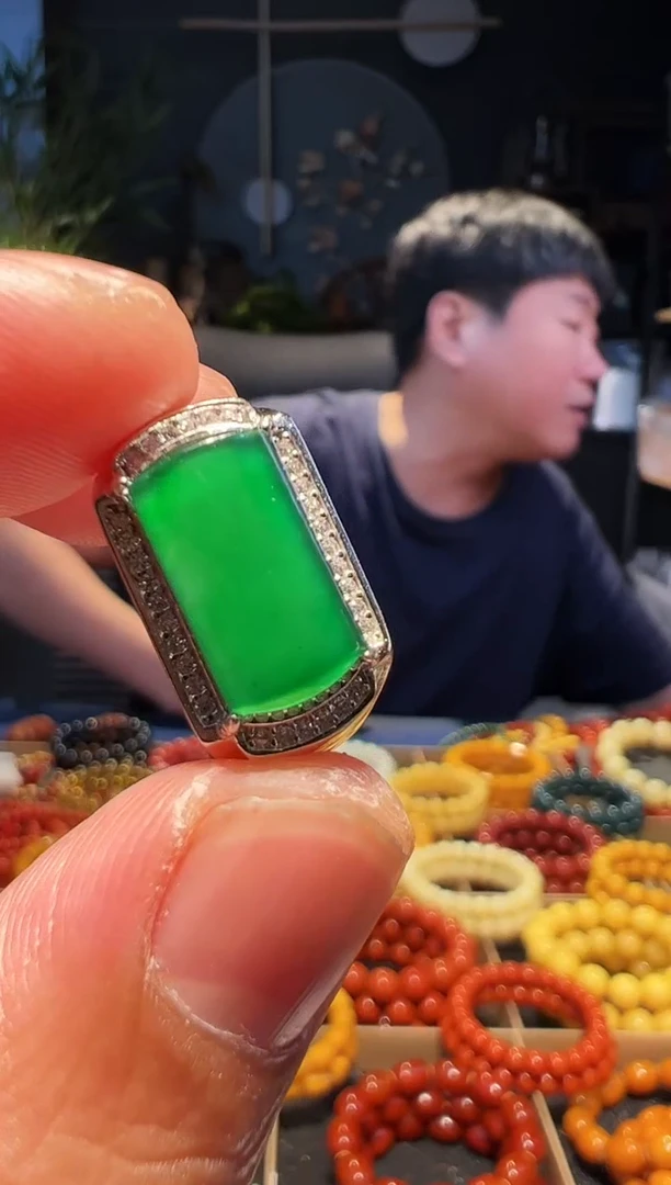 银S925镶嵌手串翡翠挂件