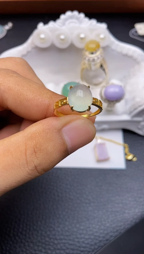 翡翠戒指银S925镶嵌/0012