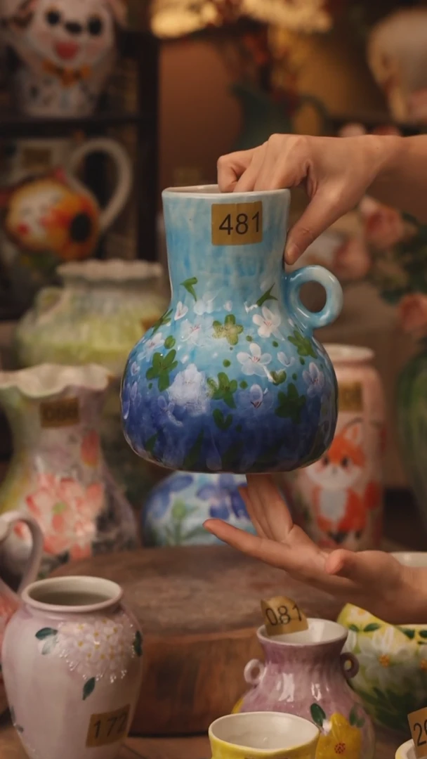 陶瓷481景德镇设计师手作花器摆件侘寂风