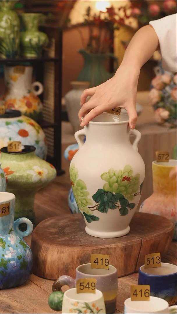 陶瓷322景德镇设计师手作花器摆件侘寂风