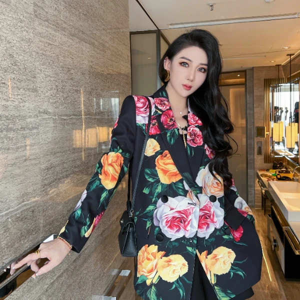 【宝姐家/西装上衣】春季新款繁花似锦女西装外套25032