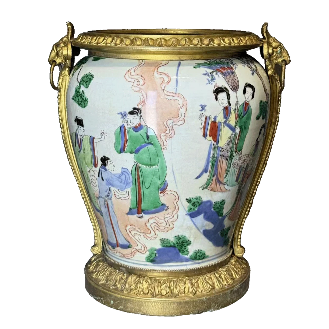 25321730t青花五彩蟾宫折桂图广口樽