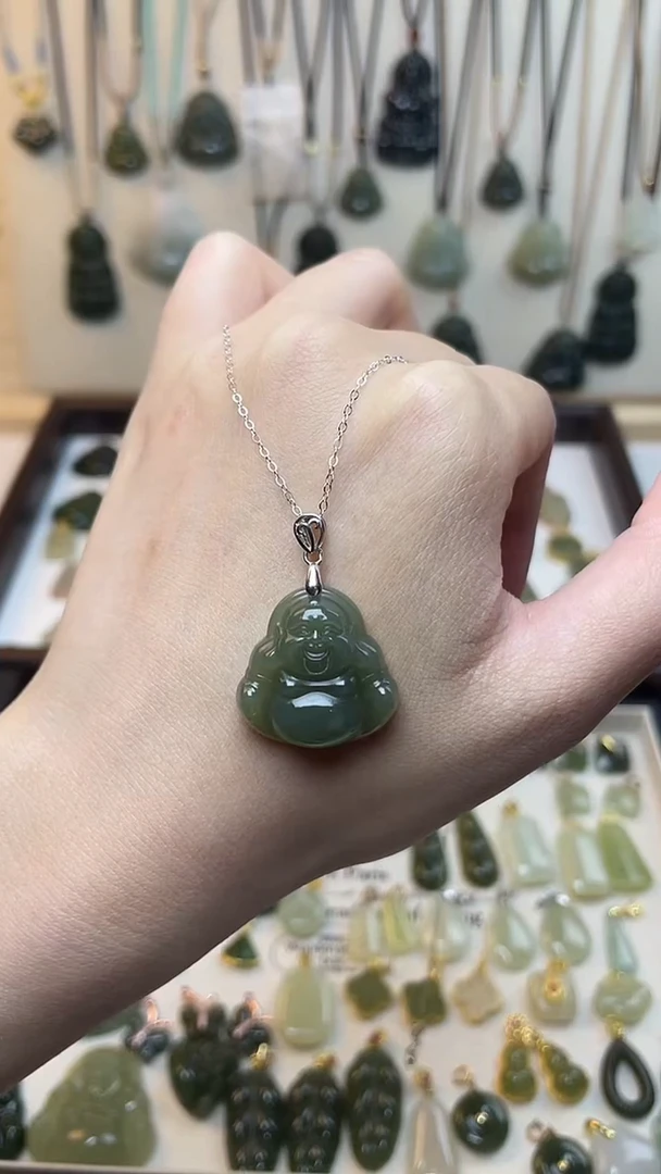 吊坠(不含链)银S925镶嵌和田玉佛公